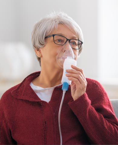 Elderly lady struggling to breathe