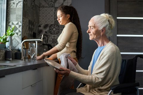 Elderly person in kitchen