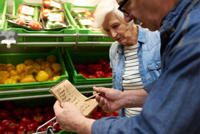 Elderly couple in supermarket