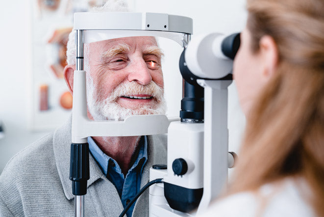 Elderly man at opticians