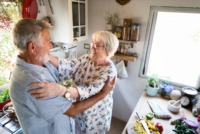 Man visiting elderly mum