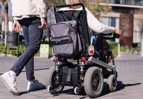 Electric wheelchair outside