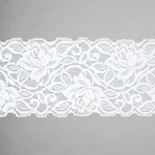 Flower Design Stretch Lace - Nylon / Spandex - Ivory - 8.5cm x 4.5m  (mini-spool)