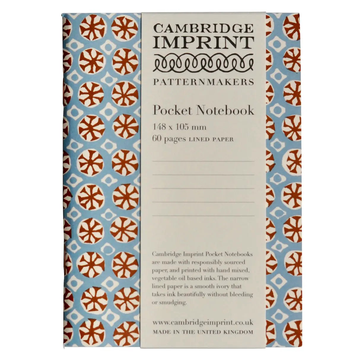 Cambridge Imprint - Pocket Notebook in Sea Urchin Sky and Cocoa