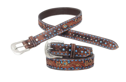 Blue Diamond Beaded Belt - Tucker Saddlery