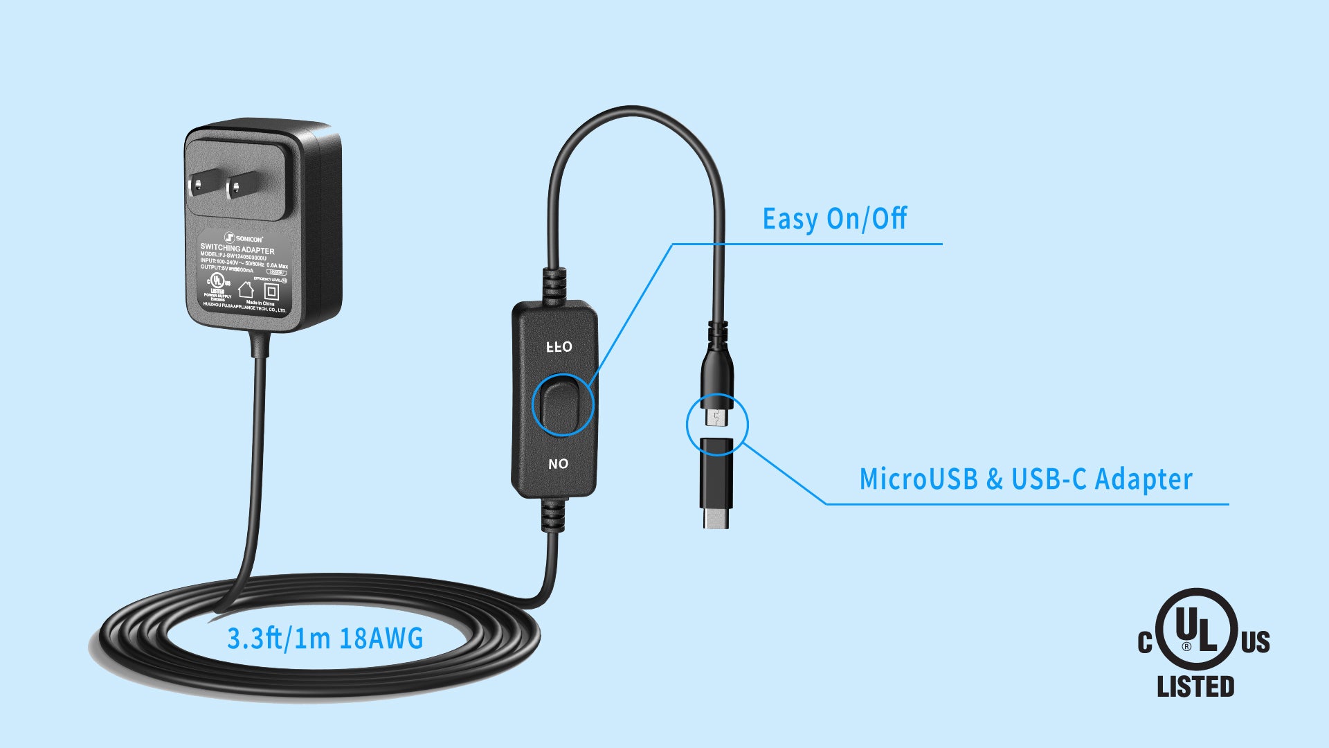 5V 3A MicroUSB USB-C Power Supply Charger for Raspberry Pi