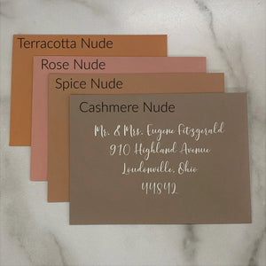 White Ink Envelope Addressing - Nude Collection - Truly Inspired Paper Co. - 5x7 White Envelopes