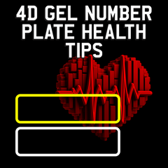 4D Gel number plate health tips with beating heart
