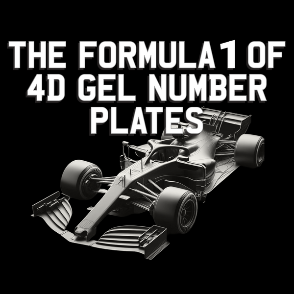 The Formula 1 of 4D Gel Number Plates with race car