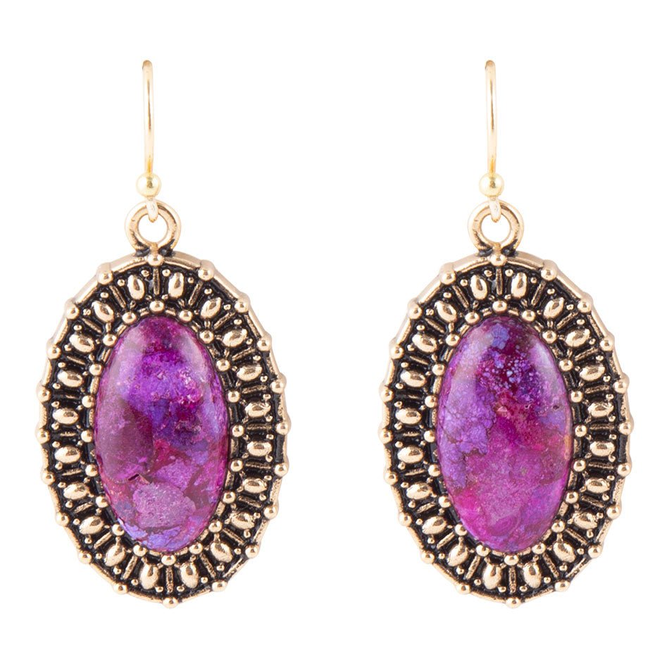 Purple turquoise drop earrings