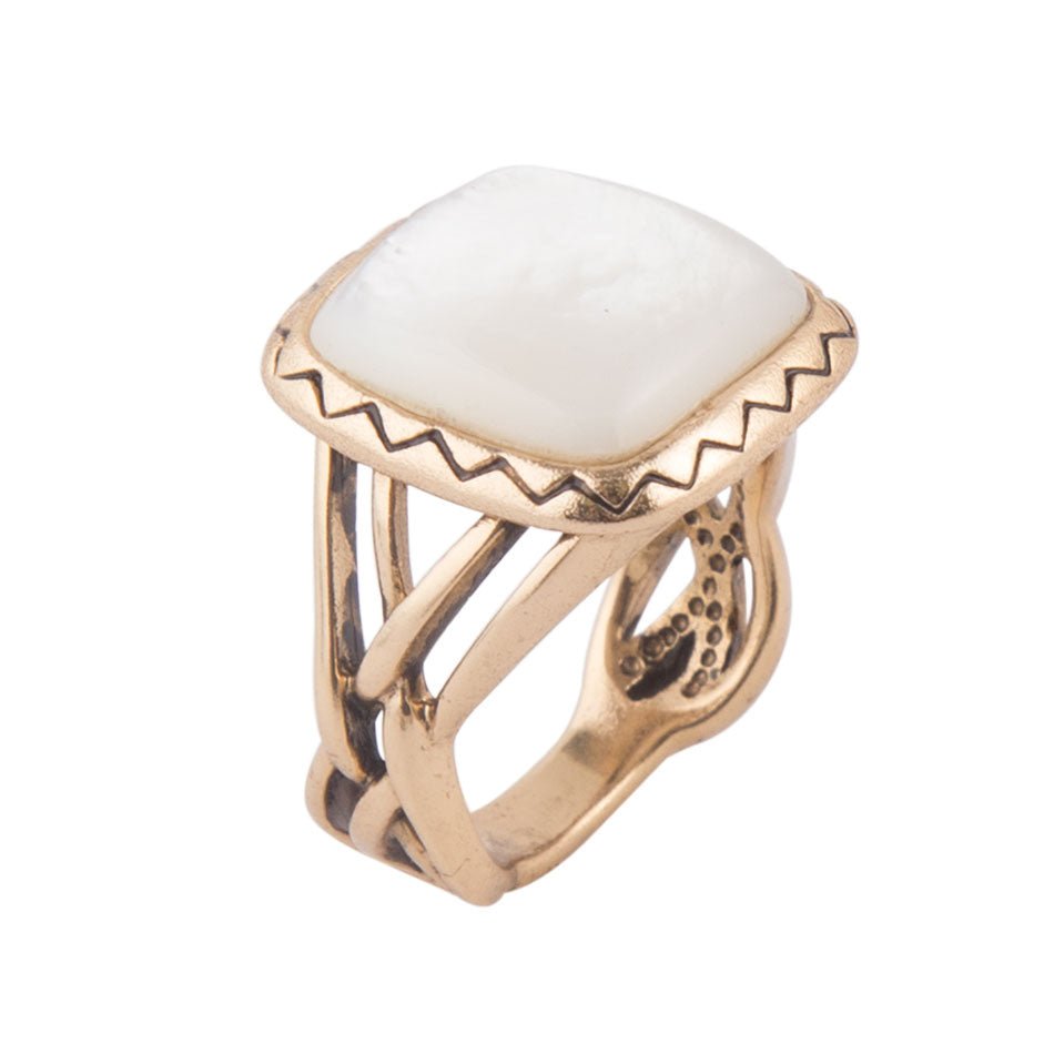 Buy Rounded Square White Mother of Pearl Gold Signet Ring, Gold Ring, Pearl  Ring, Modern Ring, Statement Ring, Cocktail Ring, Square Ring Online in  India - Etsy