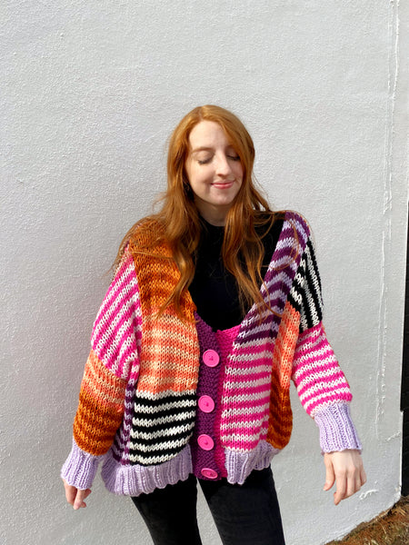 KNIT STRIPED PATCHWORK CARDIGAN PATTERN – I'd Knit That