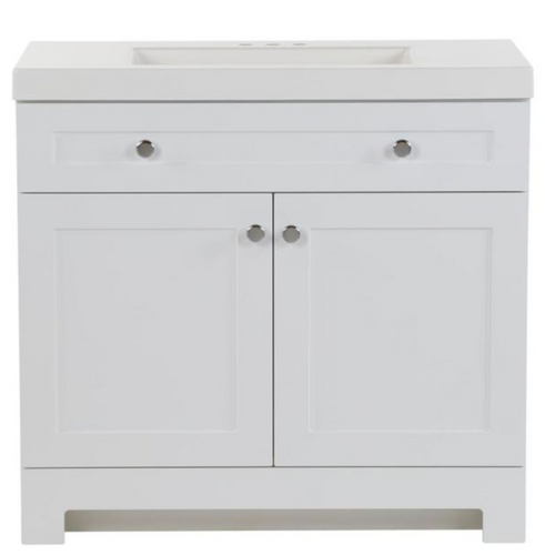 Euroco 18.07 inchw Bathroom Vanity with Sink,Bathroom Cabinet with 2 Doors & Drawer, White