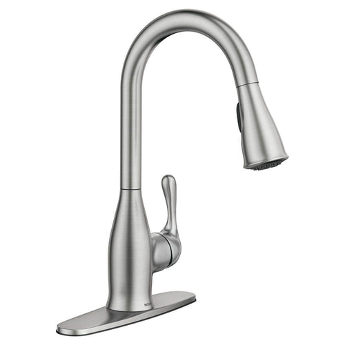 Glacier Bay McKenna Single-Handle Pull Down Sprayer Kitchen Faucet in Stainless Steel with TurboSpray and FastMount, Silver