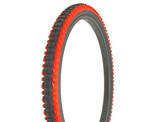 Duro MTB-Hybrid Tire, 26u201d x 2.10u201d, Knobby Tread, Black + Red Shoulder