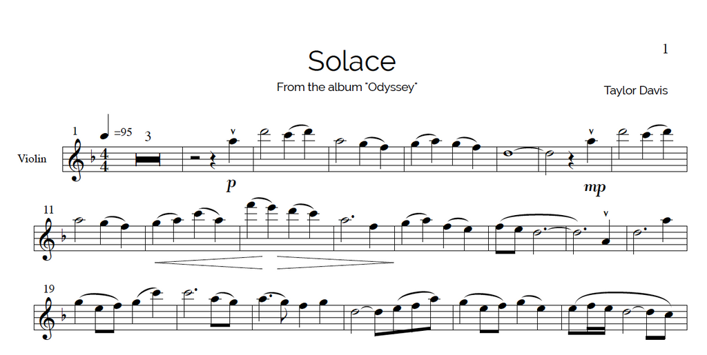 Solace – VIOLIN Sheet Music with Play-Along Piano Accompaniment