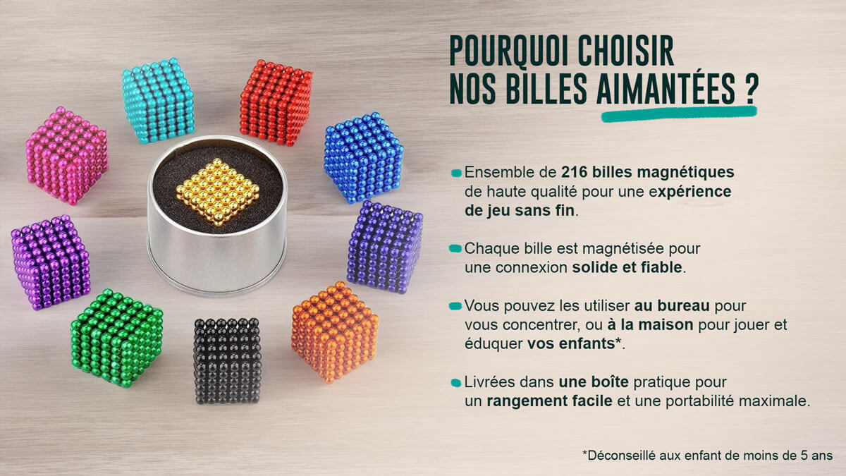 Les Aimants-Zen 216 billes de 5mm 1000 fois mieux que la balle antistress.  Les Aimants Zen vous permettent de créer quasiment t