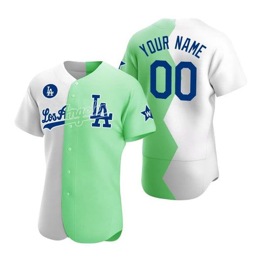 Custom Los Angeles Dodgers jersey 2022 All Star Celebrity Softball Game  White Green Split Baseball Anniversary Gift