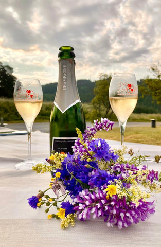 Service champagne lors d'un vol en montgolfière en amoureux avec Airshow