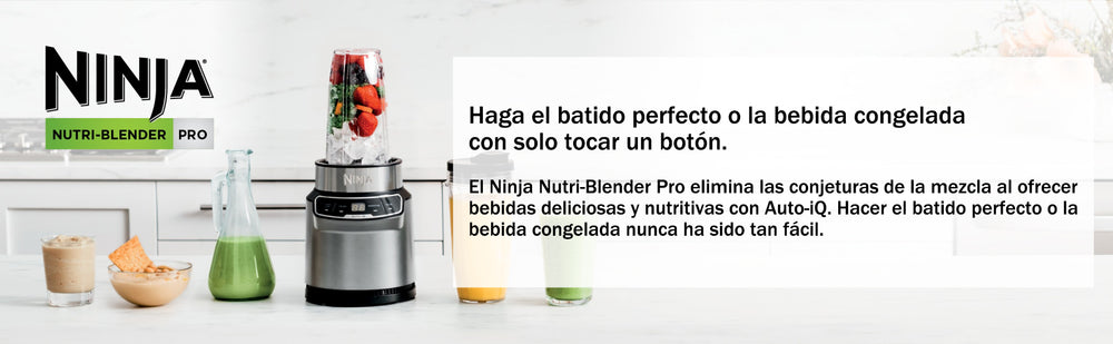 Ninja BN401-A Nutri Pro - Licuadora personal compacta, tecnología Auto-iQ,  1100 vatios de pico, para bebidas congeladas, batidos, salsas y más, con