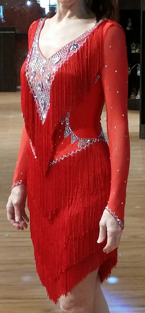 red ballroom dance dress