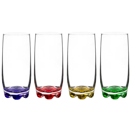 Large Rocks Clear Multi Colored Base Drinking Glass for Water — Red Co.  Goods