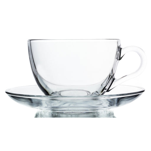 Red Co. 6-Pack Classic Clear Cut Glass 4.5 Oz Footed Turkish Tea Cups with  Handles, Etched Design