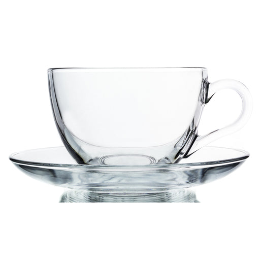 Vega Modern Clear Glass Mug with Handle, Coffee Tea Hot or Cold Drinks