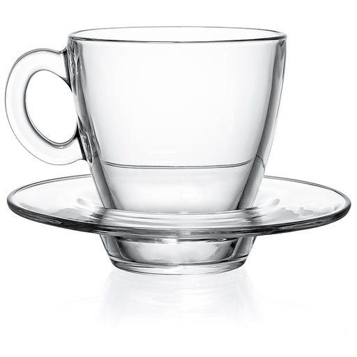 Glass Tea Cups Set with Handle, Clear Coffee Mugs Set of 6, Vintage Crystal  Design, 5.25 oz (150 Cc)