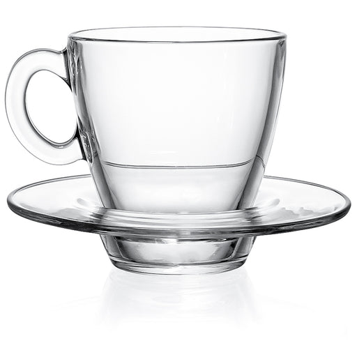 Glass Tea Cups Set with Handle, Clear Coffee Mugs Set of 6, Vintage Crystal  Design, 5.25 oz (150 Cc) 