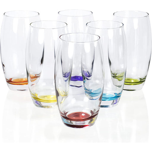 Large Rocks Clear Multi Colored Base Drinking Glass for Water