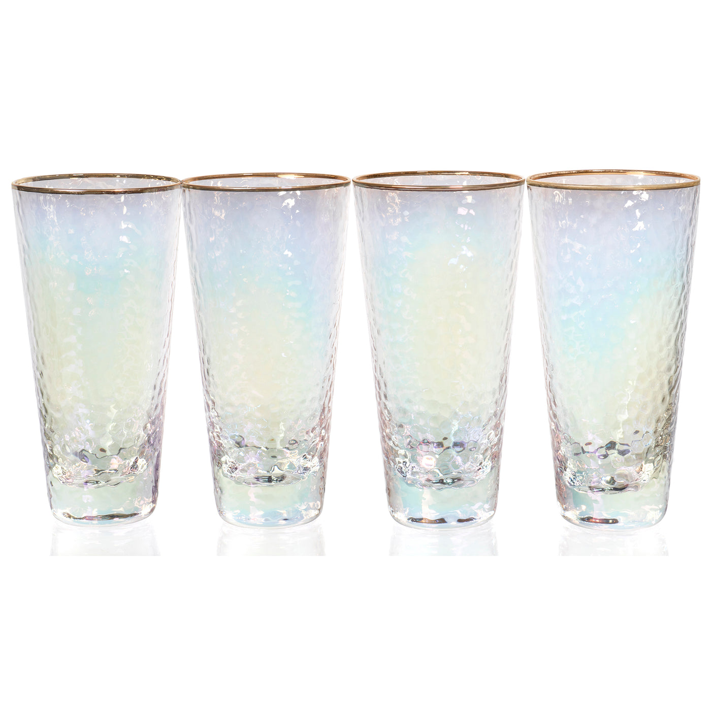 Set Of 4 Iridescent Drinking Glasses With Gold Rim — Red Co Goods 7957