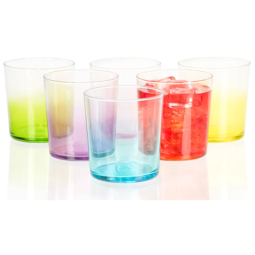 8 Oz Colored Base Short Rocks Water Drinking Glass Tumbler Set of 6 — Red  Co. Goods