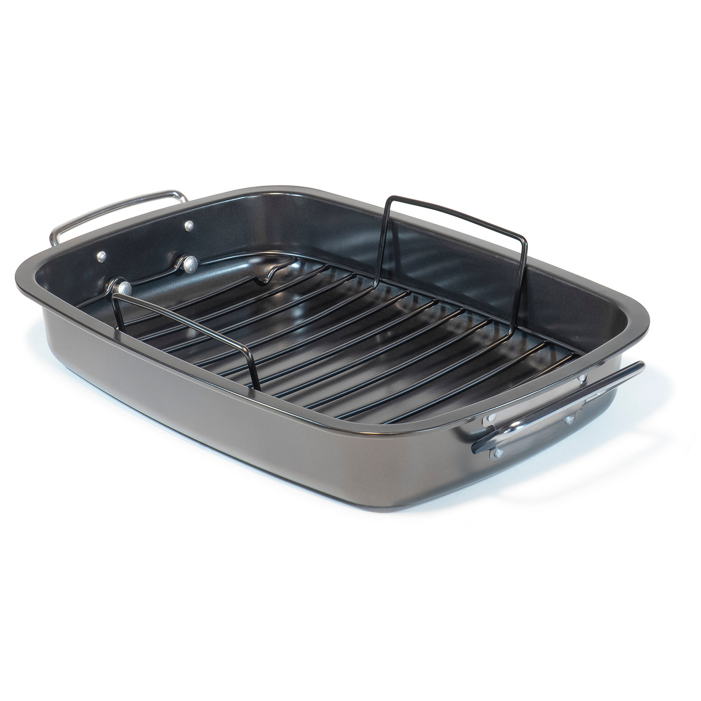 Red Co. Rectangular Black Deep Roasting Pan with Floating Rack — Red Co ...