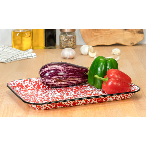 Red Co. 11 x 9 Enamelware Metal Classic Rectangular Serving Tray — Red  Co. Goods