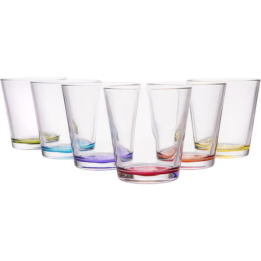 Red Co. Multicolor Large Drinking Glasses for Water, Juice and Cocktails,  16 Ounce - Set of 6