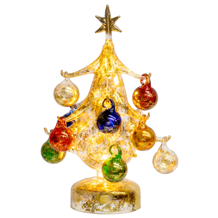 Vintage Inspired Mini Glass Christmas Tree with Removable Ornaments ...