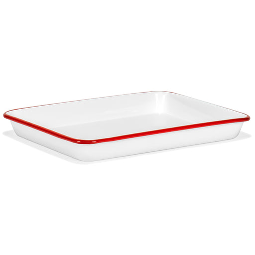 Red Co. 13.5” x 10” Enamelware Metal Classic Rectangular Serving Tray — Red  Co. Goods