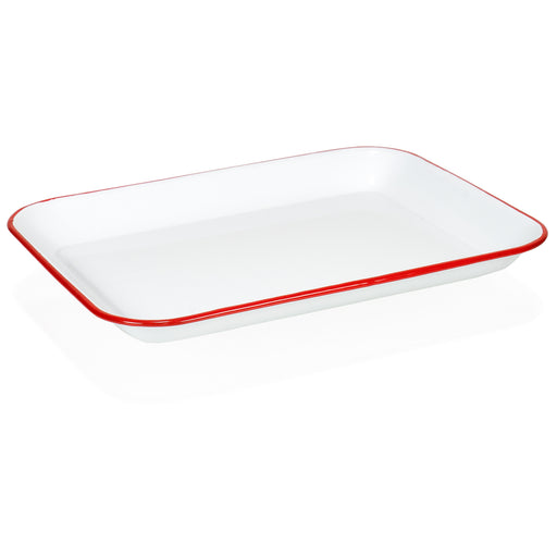 Red Co. 11 x 9 Enamelware Metal Classic Rectangular Serving Tray — Red  Co. Goods