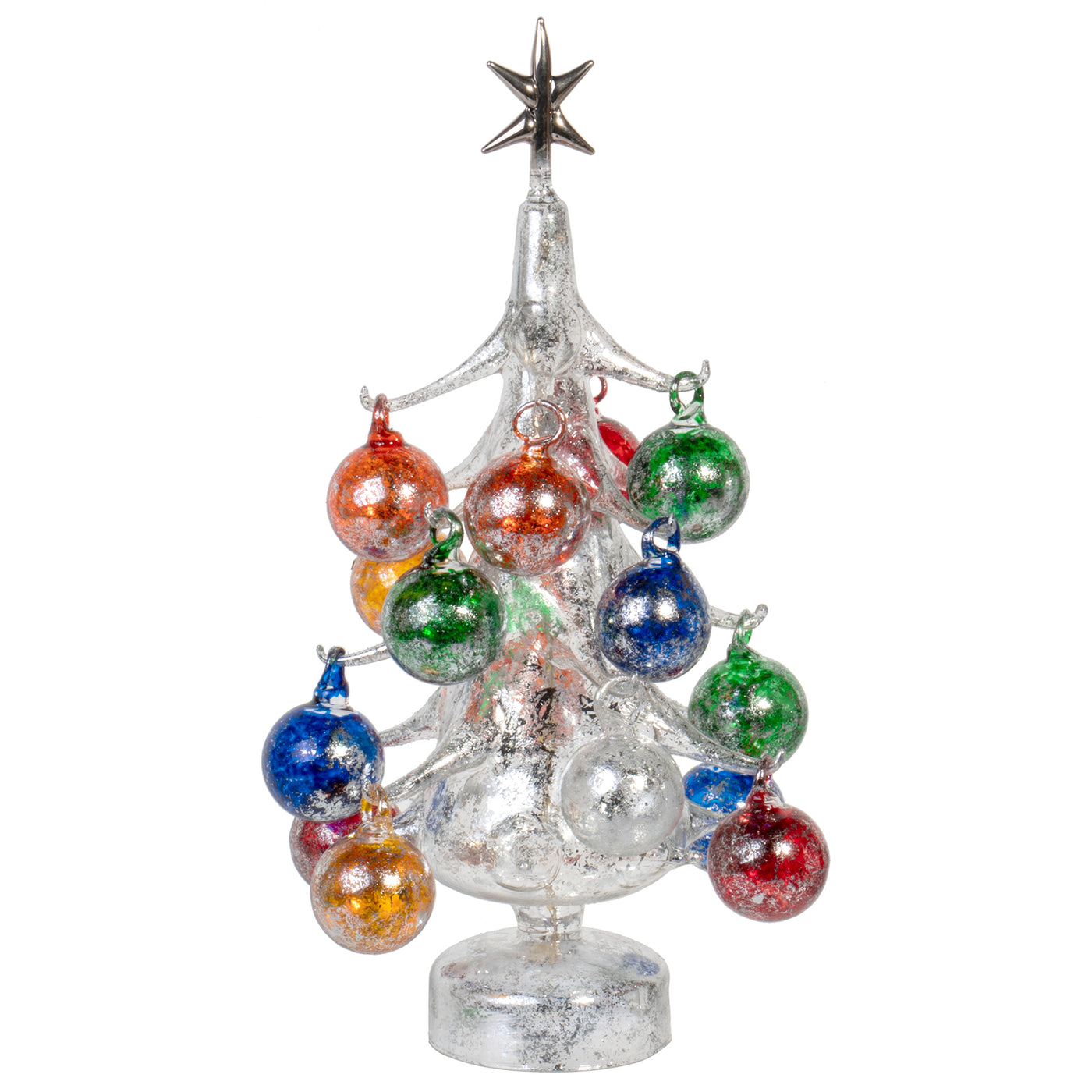 Vintage Inspired Mini Glass Christmas Tree with Removable Ornaments ...