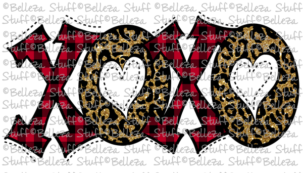 Leopard Love With Buffalo Plaid Heart PNG File Sublimation 