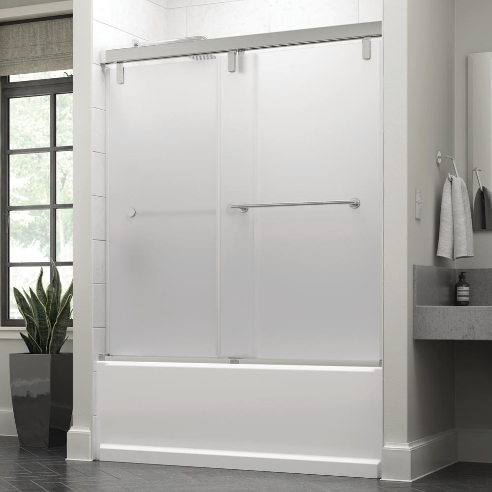 Everly 60 In X 59 1 4 In Mod Semi Frameless Sliding Bathtub Door In Super Arbor