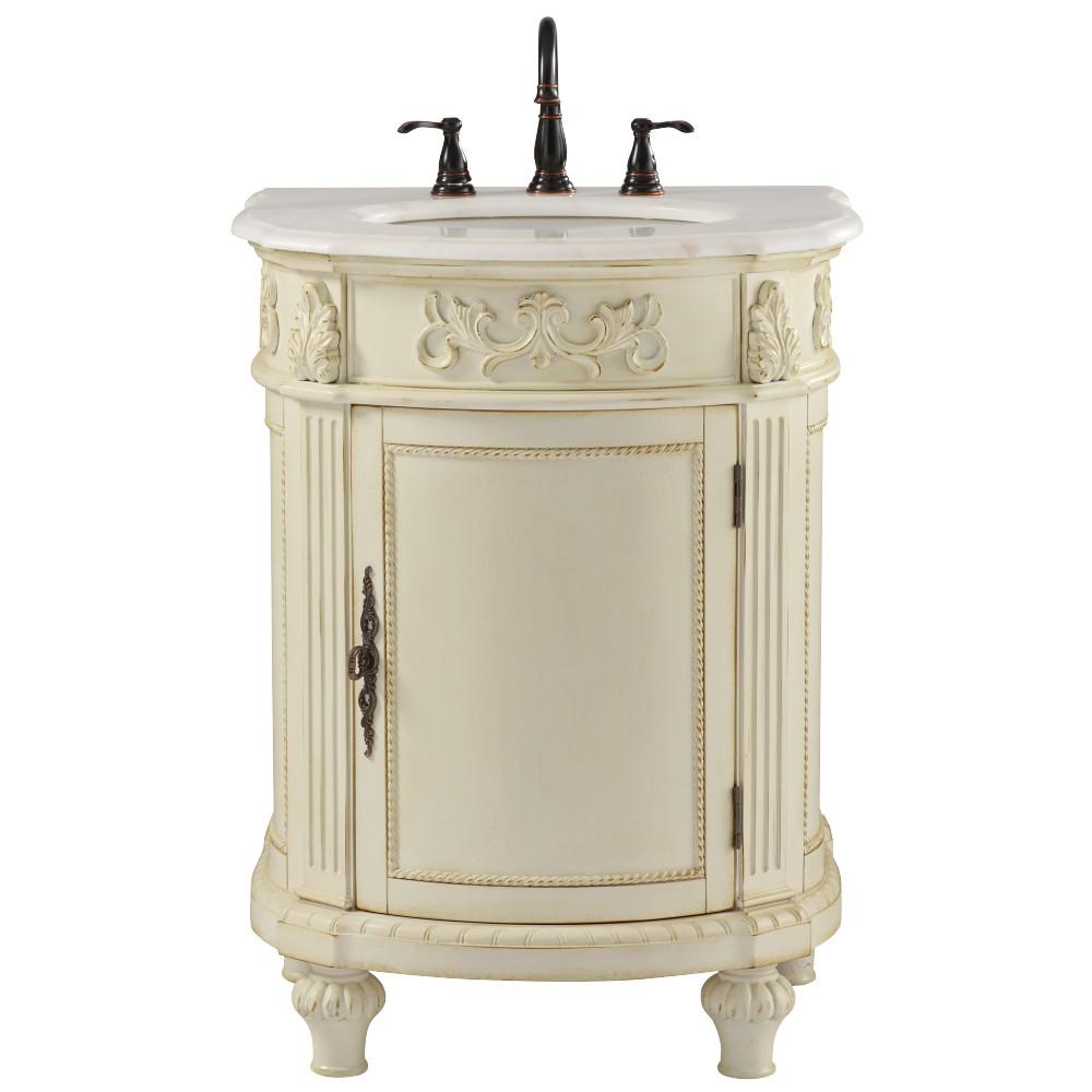 Chelsea 22 In W Bath Vanity In Antique White With Marble Vanity