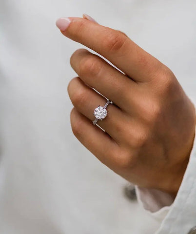 Moissanite's close resemblance to diamond makes it a popular choice for engagement rings.LULU DIAMONDS® custom made.