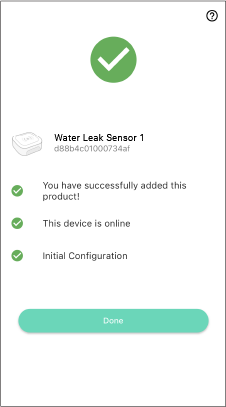 Success app screenshot of binding water leak sensor 1