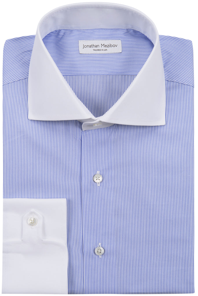 blue and white striped dress shirt