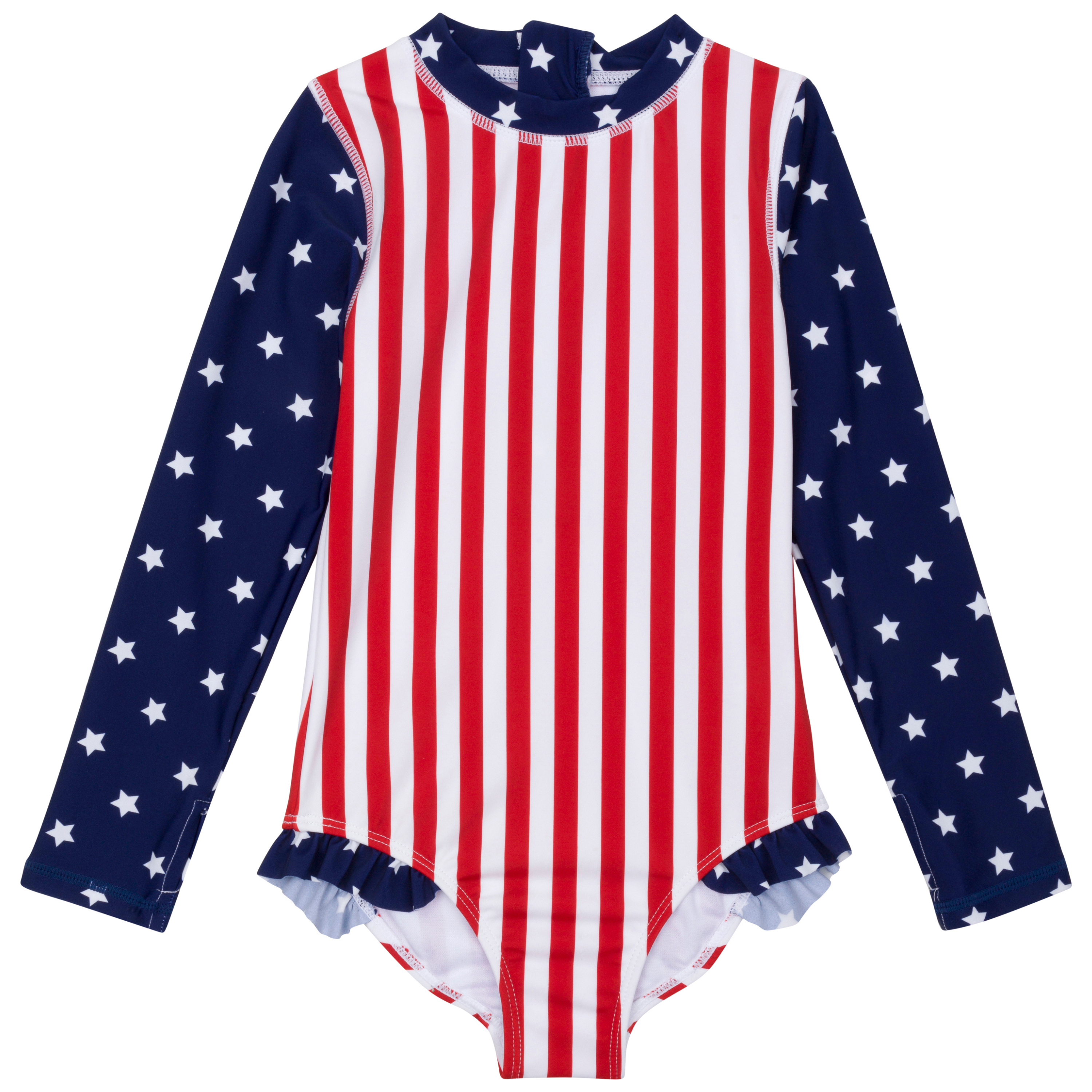 Girls Long Sleeve Surf Suit (One Piece Bodysuit) | "Americana"