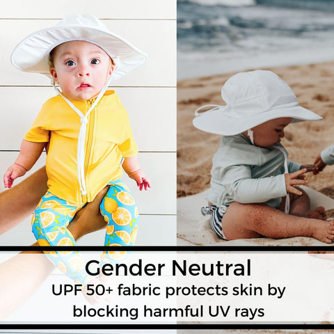 Kid Wide Brim Sun Hat White UPF 50+ sun protection for kids