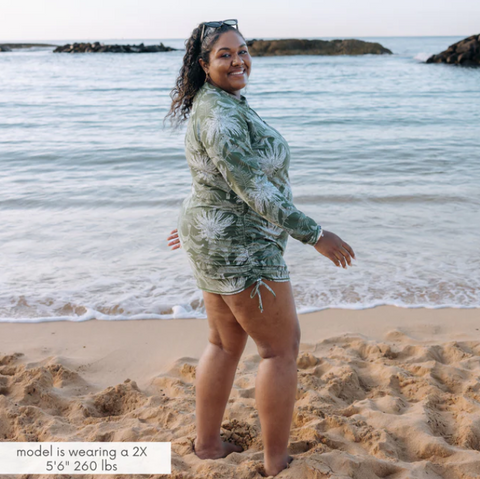 Women's Half Zip Swim Dress Cover Up "Hawaiian Rainforest"