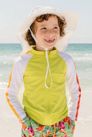 Kids Wide Brim + Flap Neck Sun Protective Adventure Hat - White